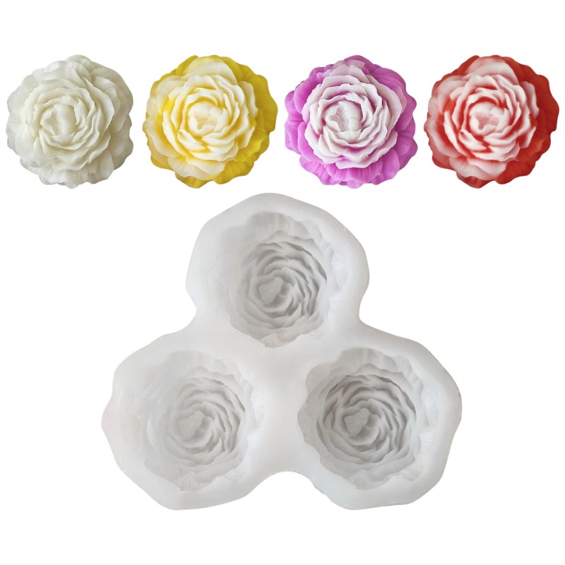 Candle Making Supplies Wholesale - 3 pçs/set peônia flor vela molde