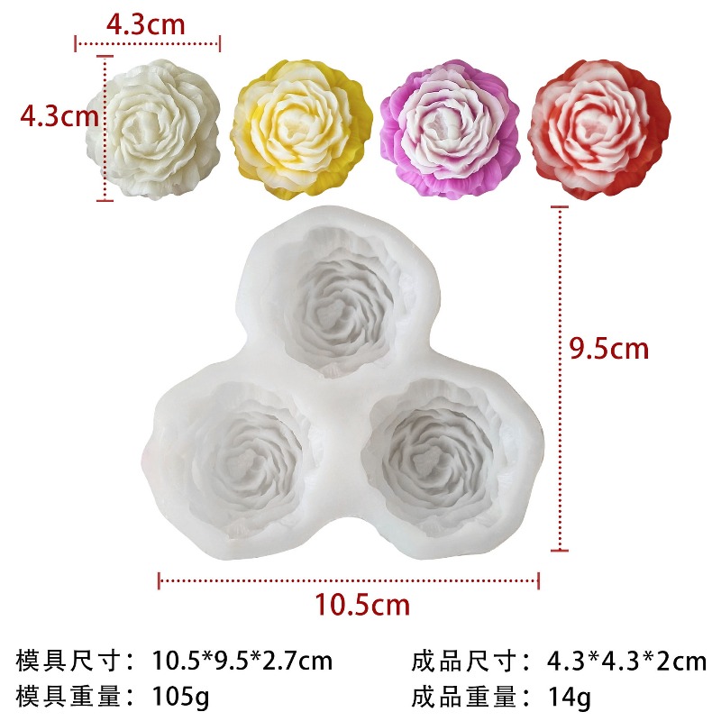 3 pçs/set peônia flor vela mol - Candle Making Supplies Wholesale avaliação e preço